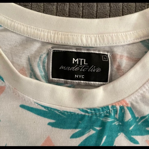 MTL Made To Live Pattern T-Shirt Large Turquoise - Picture 4 of 5